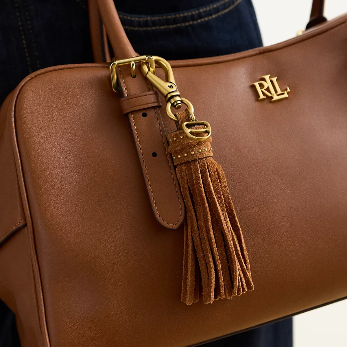 D-Ring & Studded Suede Tassel Charm by Ralph Lauren
