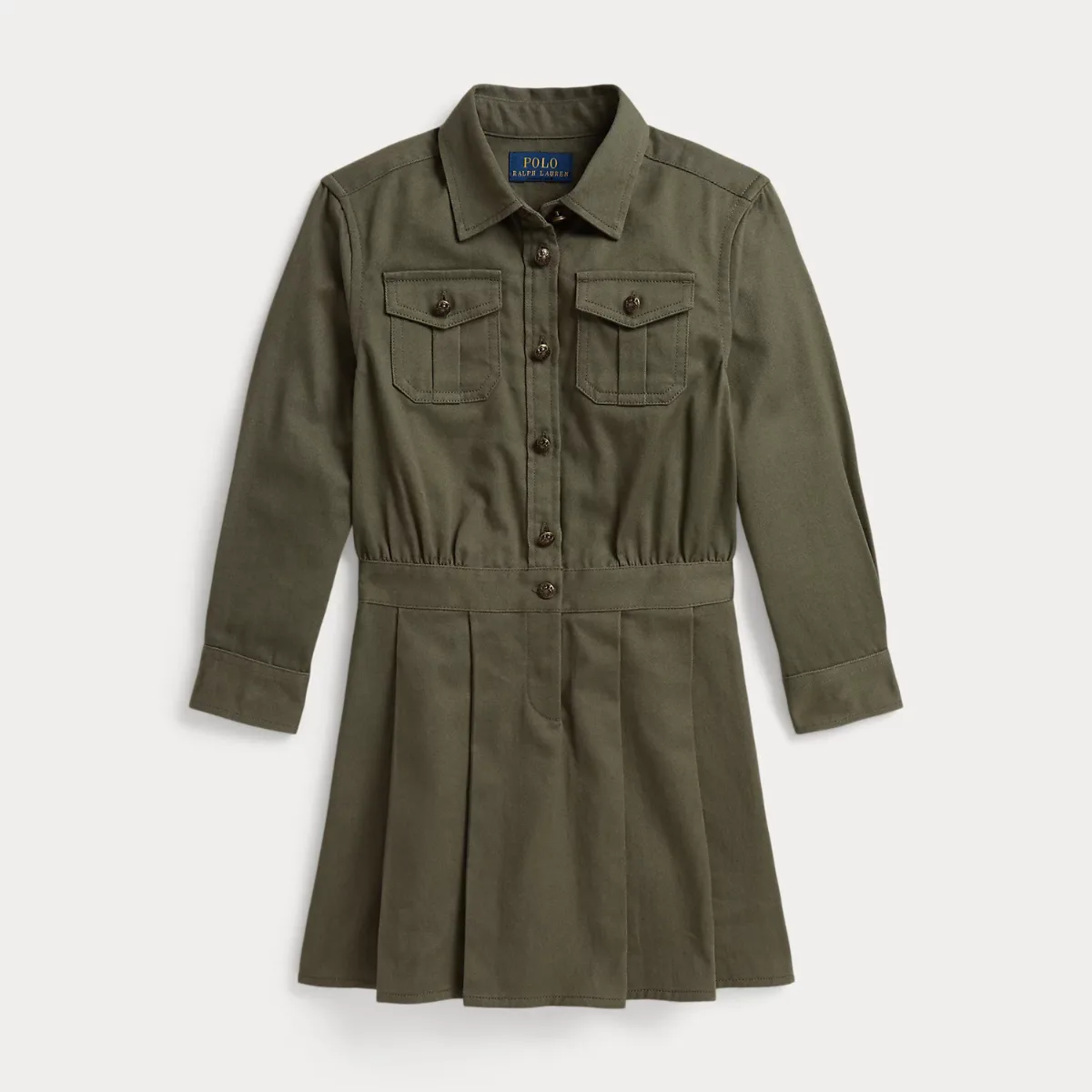 Pleated Cotton Twill Shirtdress by Ralph Lauren