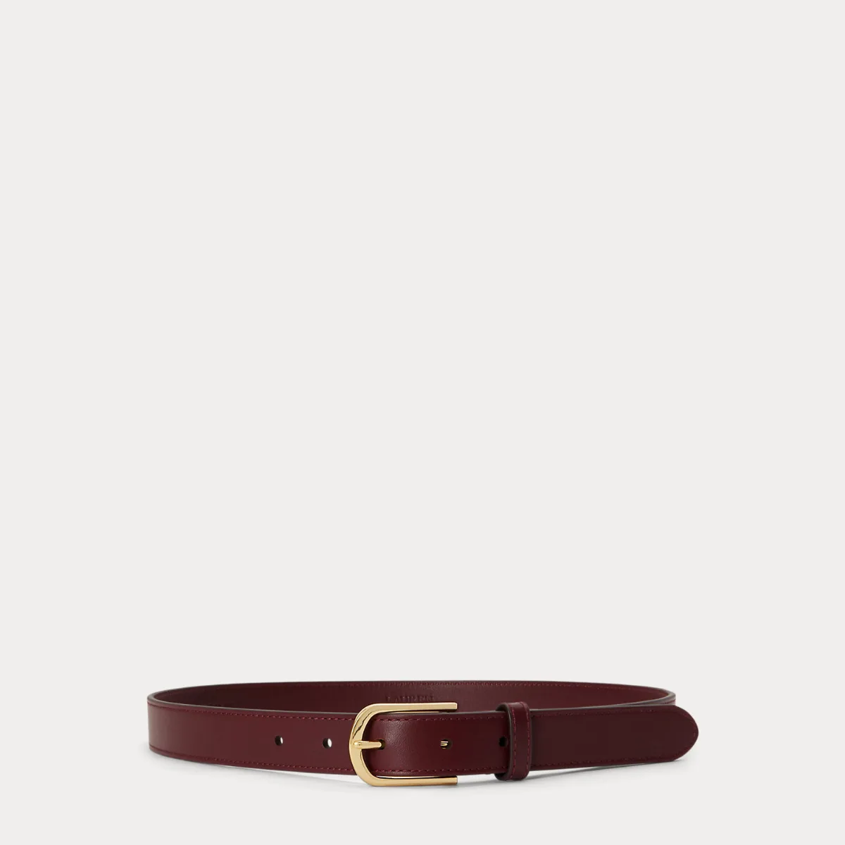 Rounded-Buckle Leather Skinny Belt by Ralph Lauren