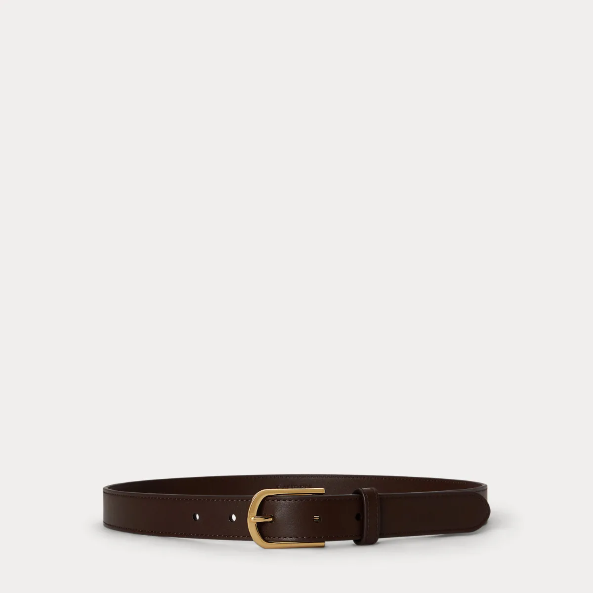 Rounded-Buckle Leather Skinny Belt