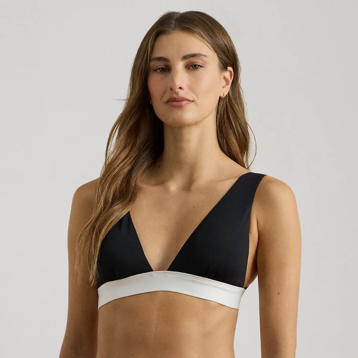 Two-Tone V-Neck Bikini Top by Ralph Lauren
