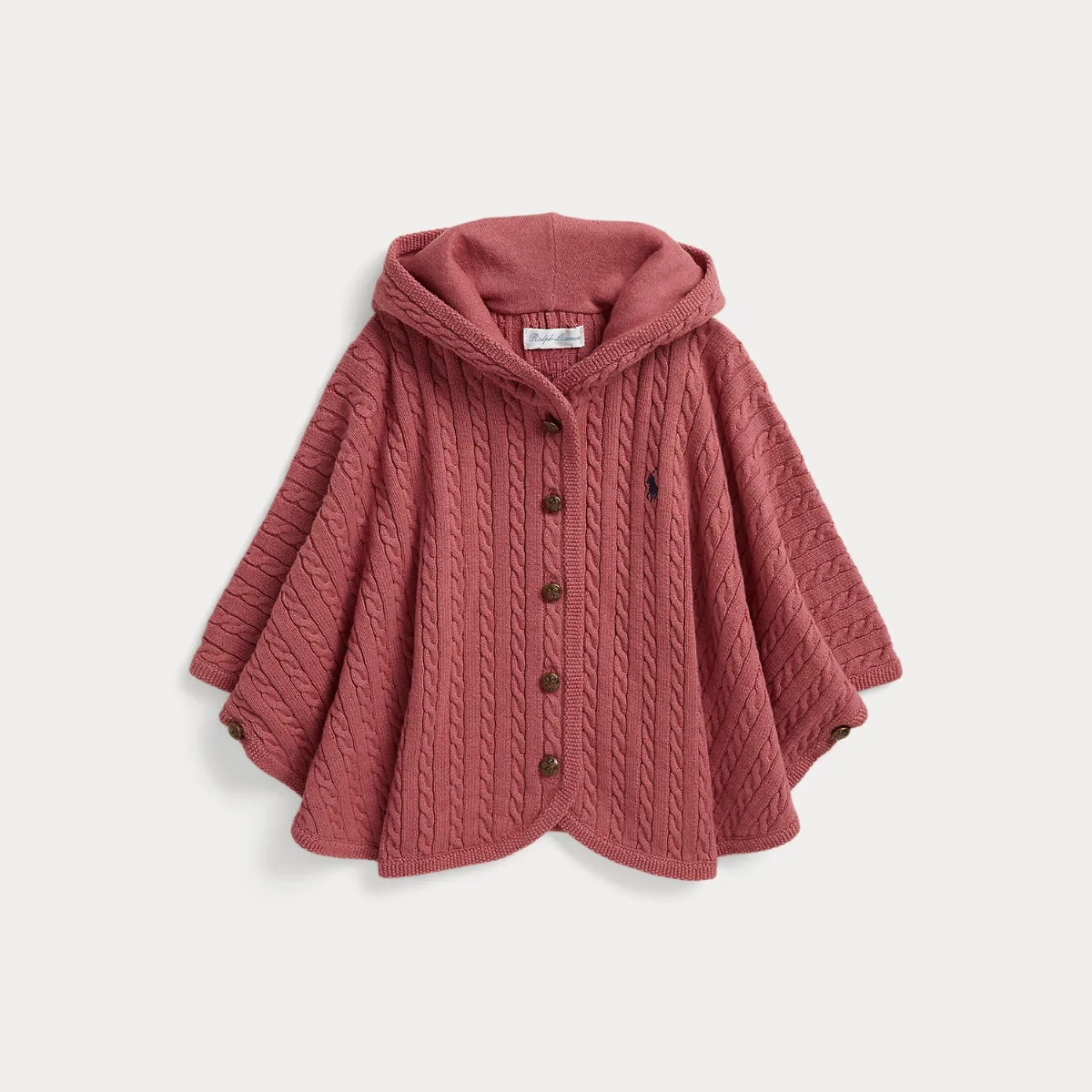 Mini-Cable Cotton Hooded Poncho by Ralph Lauren