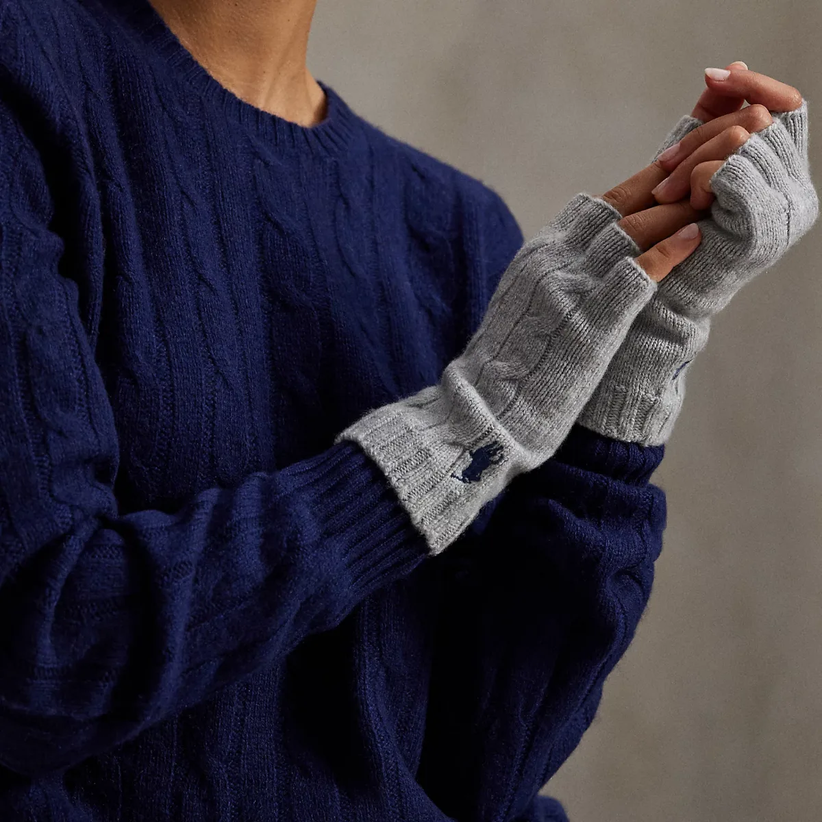Cable Wool-Cashmere Fingerless Gloves by Ralph Lauren