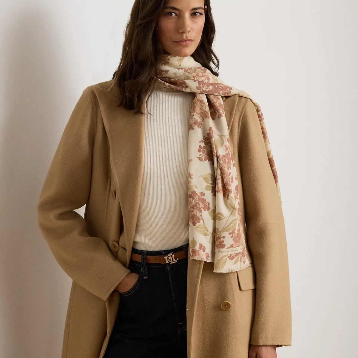 Floral Wool Wrap Scarf by Ralph Lauren