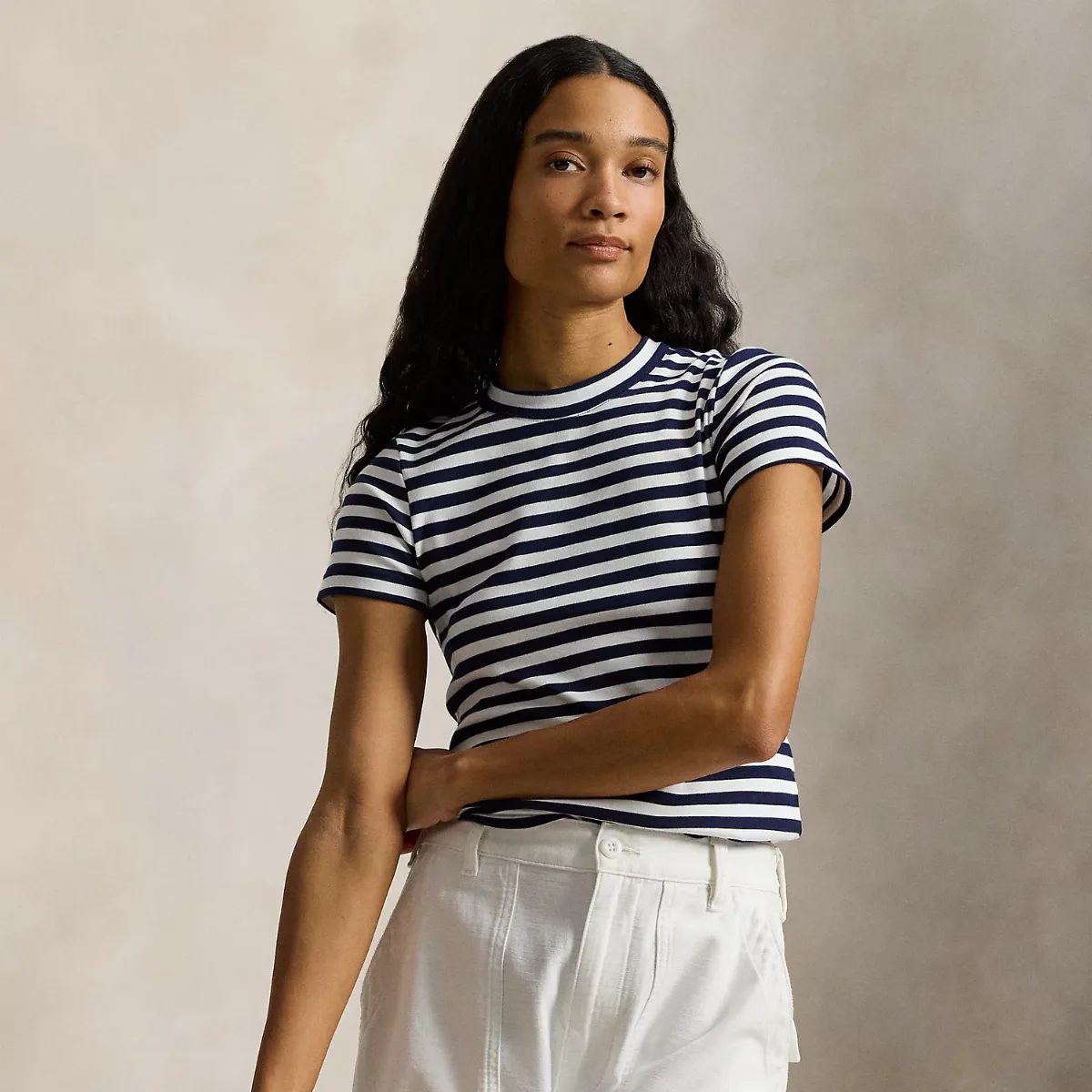 Slim Fit Striped Stretch Cotton Tee by Ralph Lauren