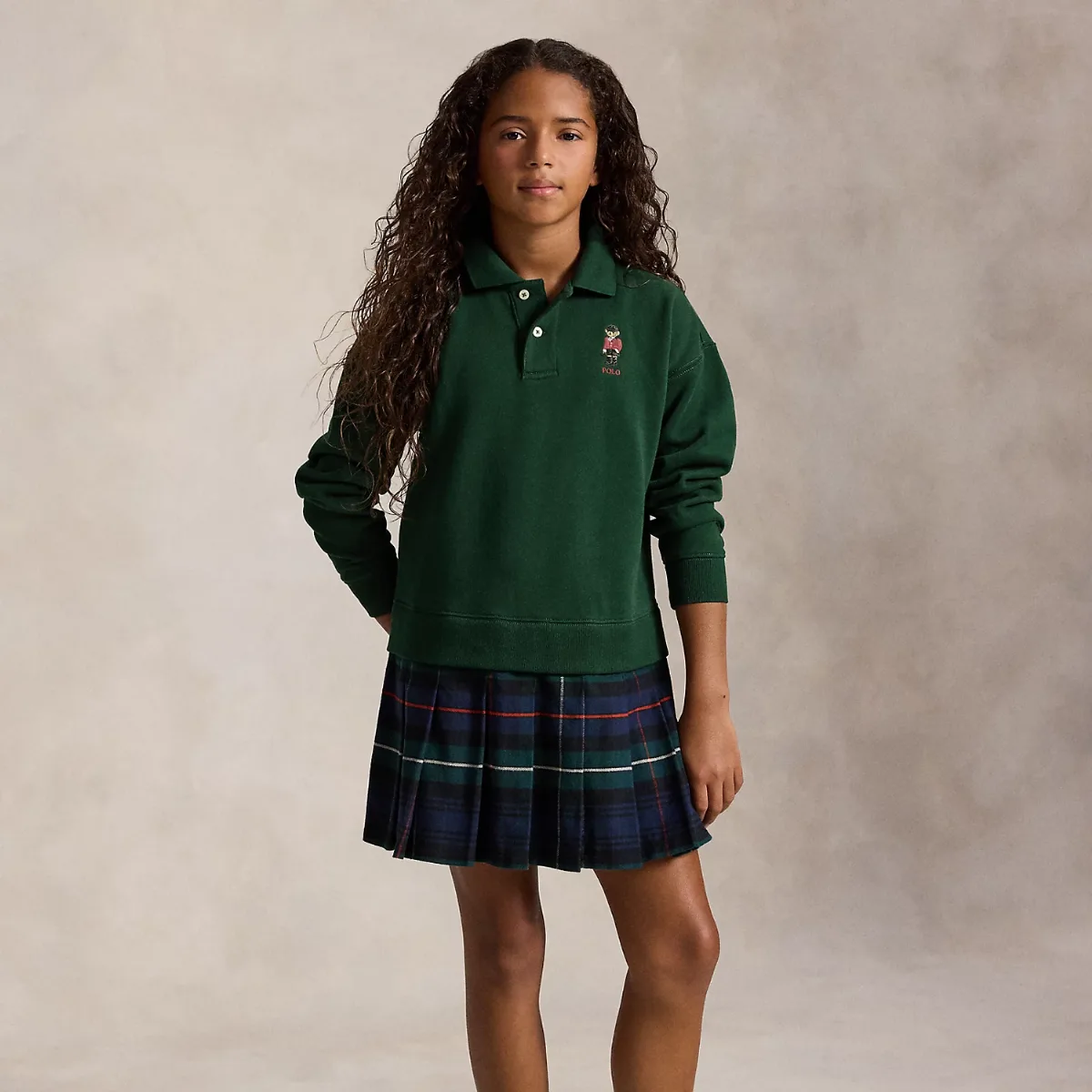 Polo Bear Pleated-Skirt Fleece Dress by Ralph Lauren
