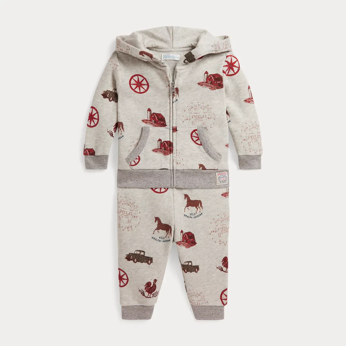 Farm-Print Fleece Hoodie & Jogger Pant by Ralph Lauren