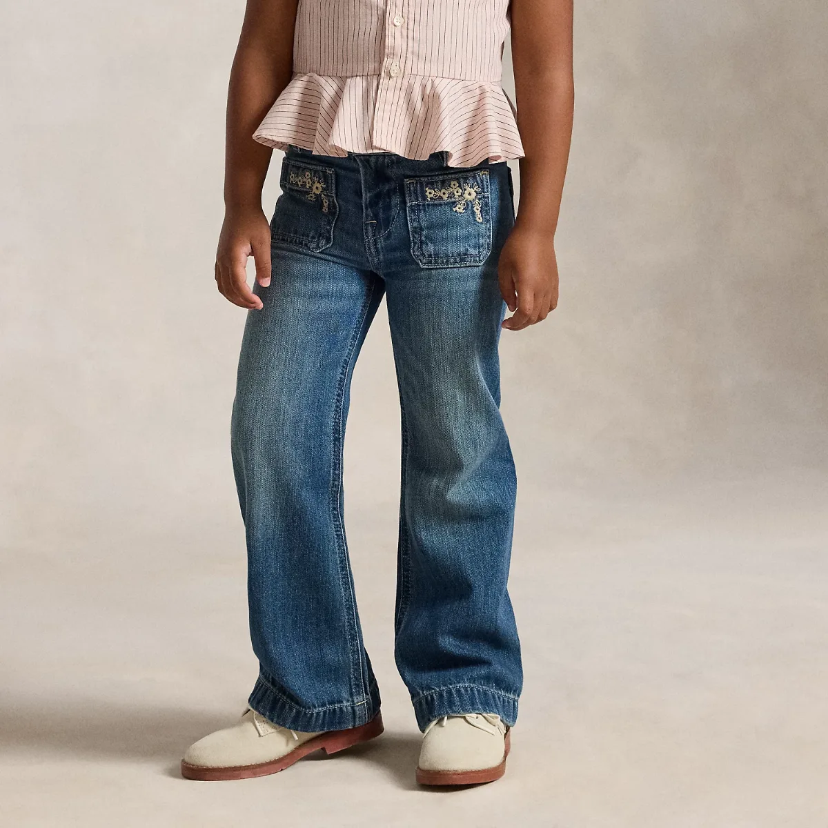Embroidered Flared Cotton Denim Jean by Ralph Lauren