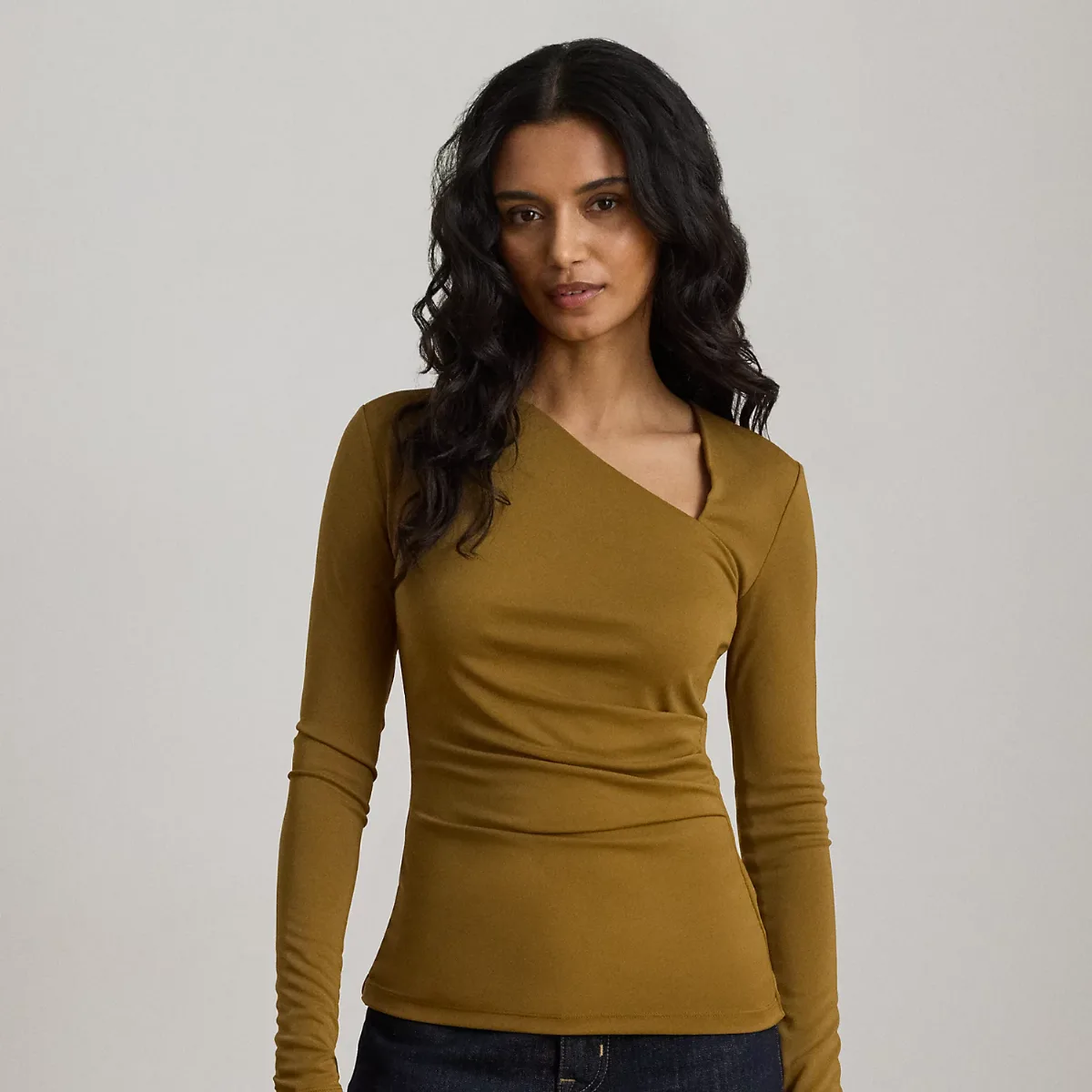 Jersey Asymmetrical Long-Sleeve Top