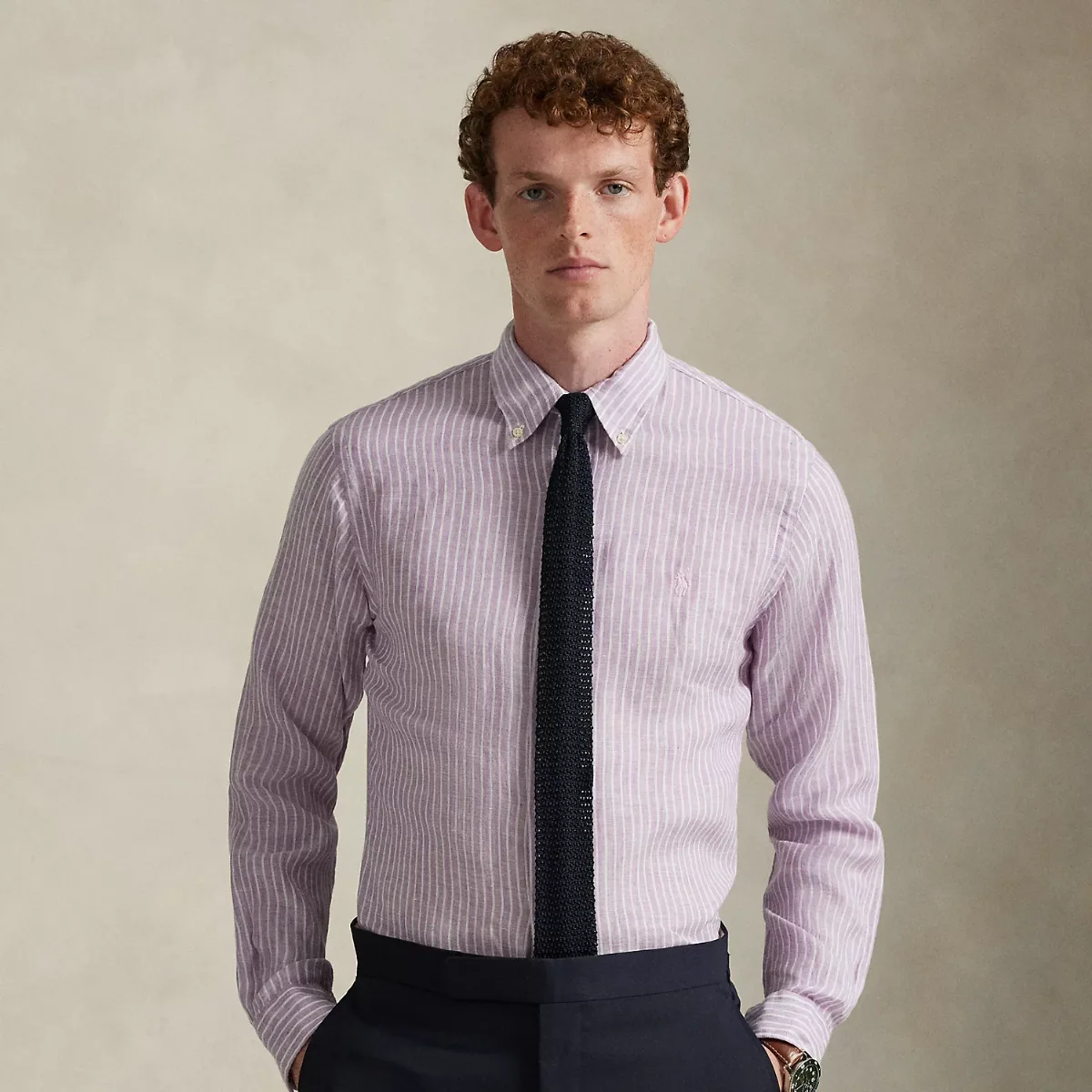 Classic Fit Striped Linen Shirt by Ralph Lauren