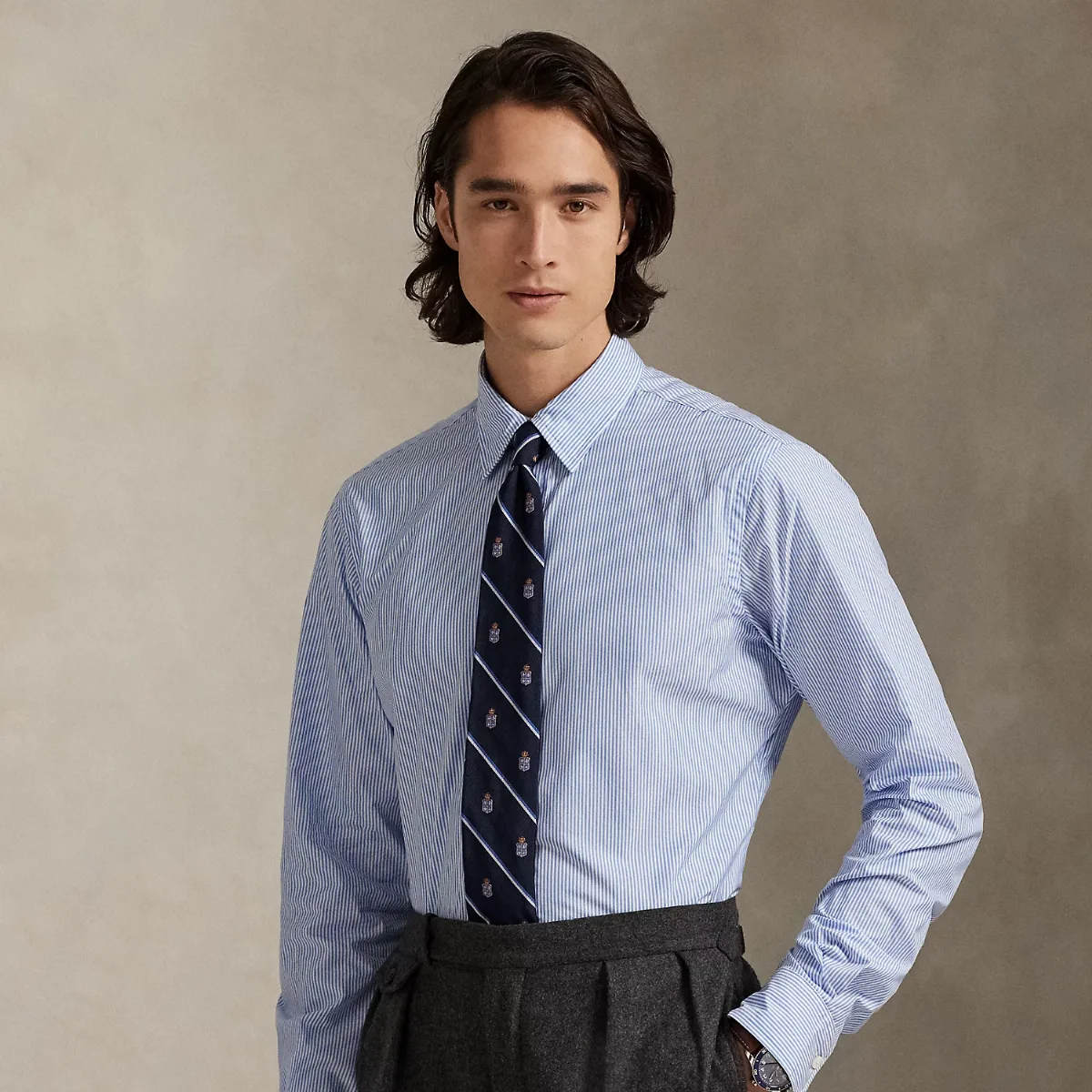 Classic Fit Striped Poplin Shirt