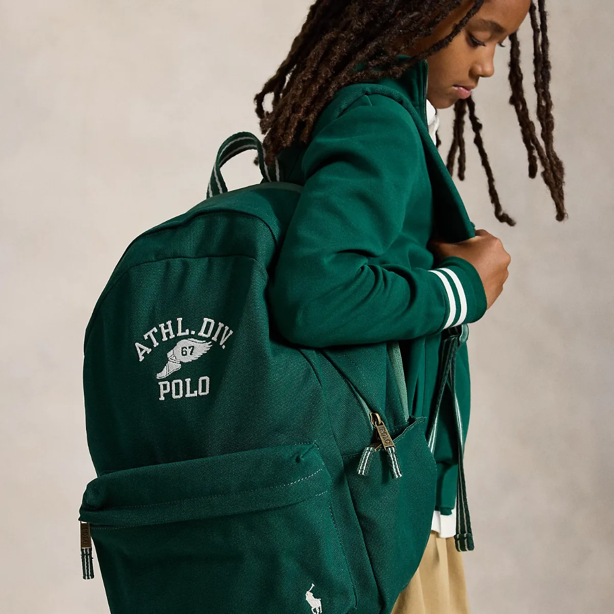 Logo Cotton Canvas Large Backpack by Ralph Lauren