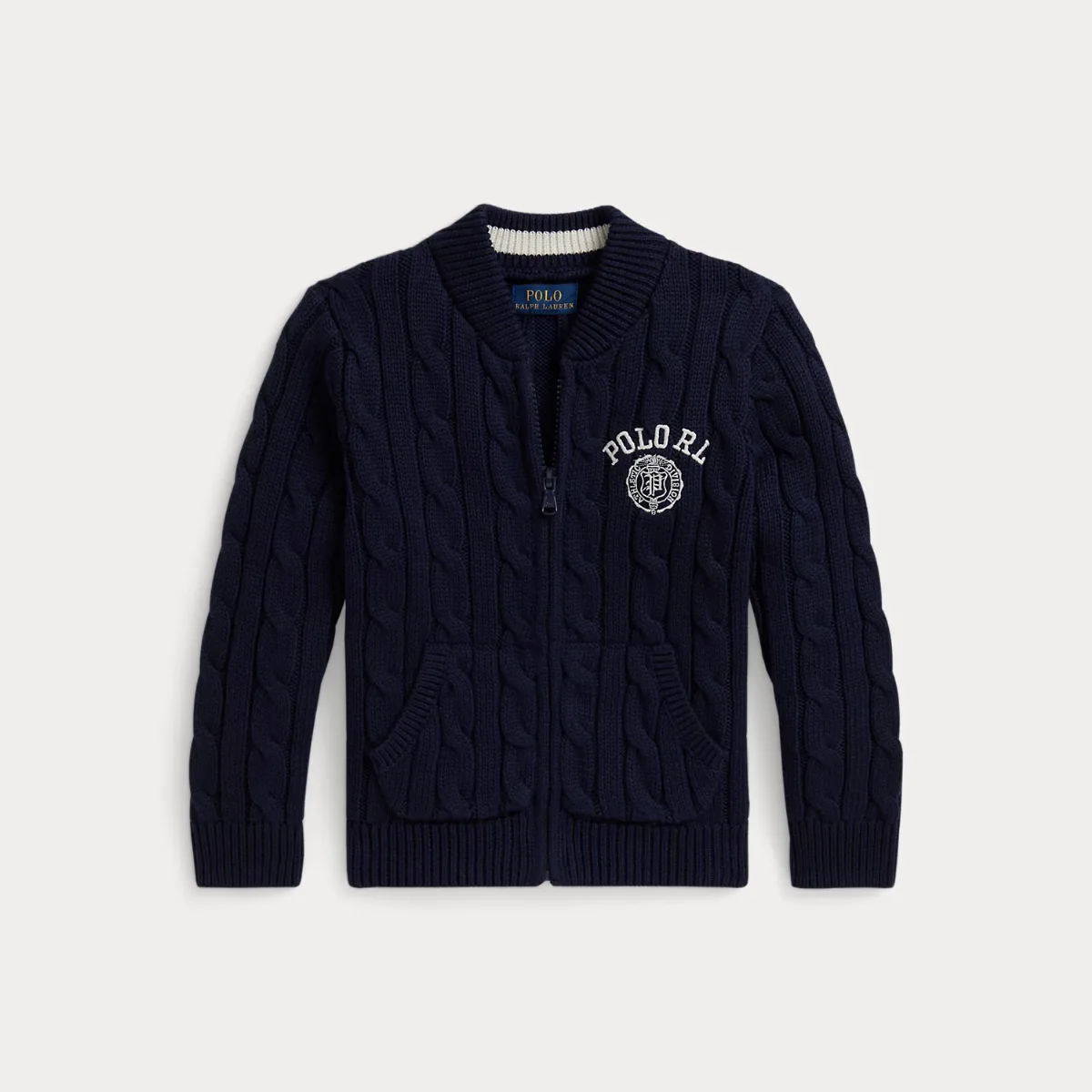 Embroidered Crest Cable Cotton Sweater by Ralph Lauren
