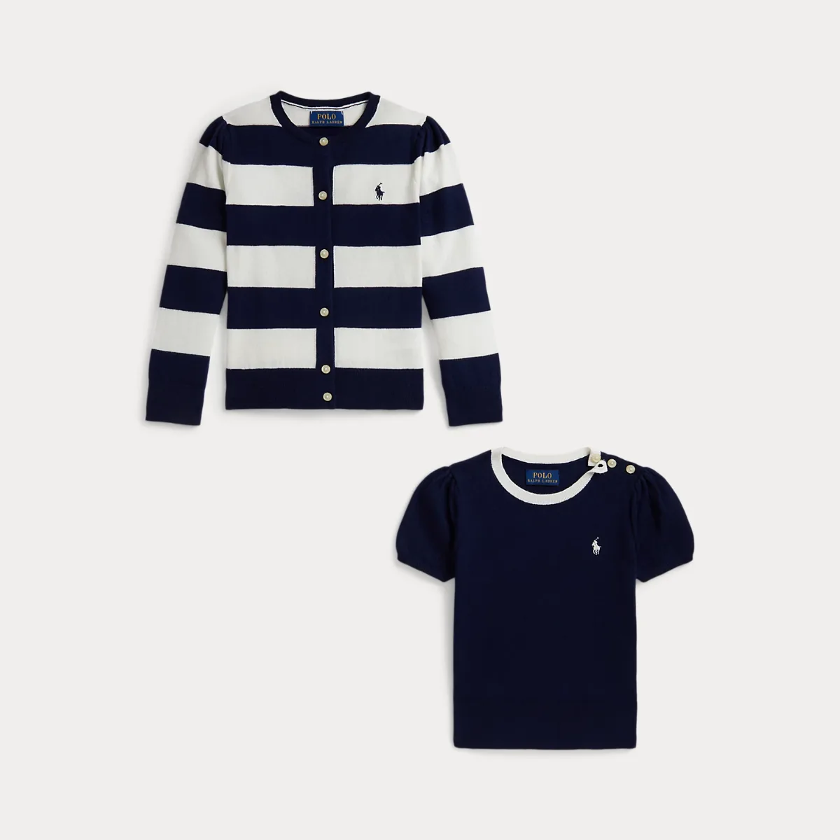 Cotton Sweater & Striped Cardigan Set by Ralph Lauren