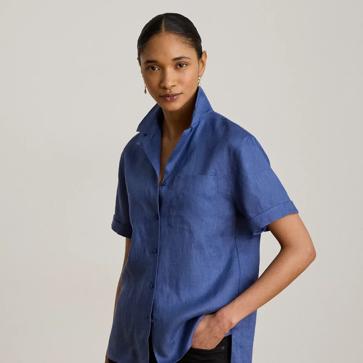 Linen Short-Sleeve Camp Shirt