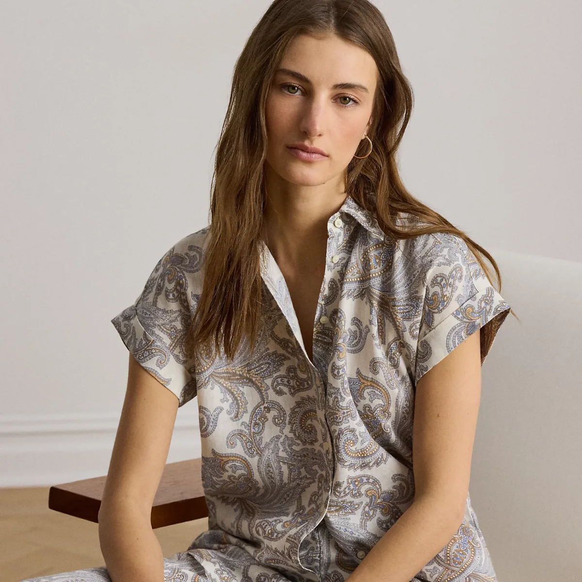 Relaxed Fit Paisley Short-Sleeve Shirt
