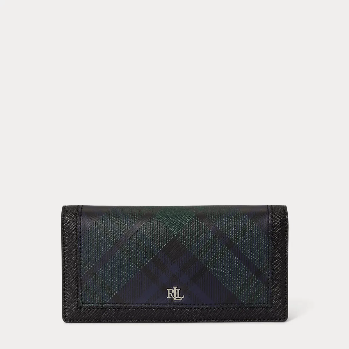 Print Crosshatch Leather Slim Wallet by Ralph Lauren