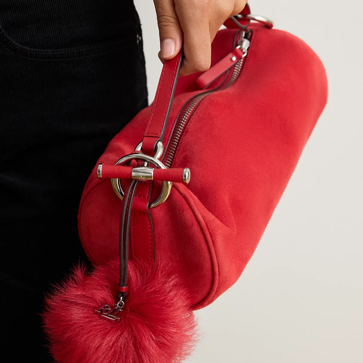 Leather & Shearling Pom-Pom Bag Charm by Ralph Lauren