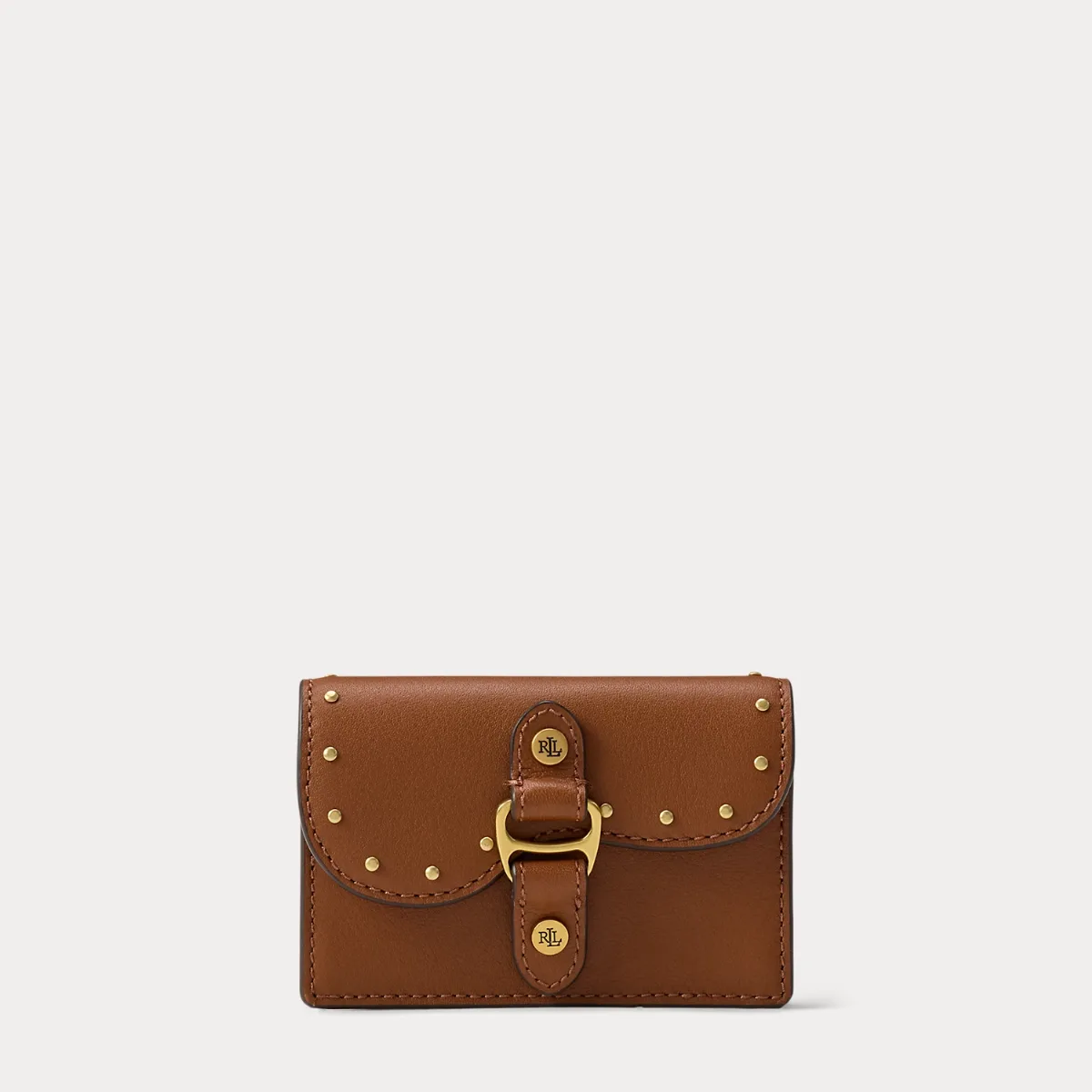 Studded Leather Small Tasha Card Case by Ralph Lauren