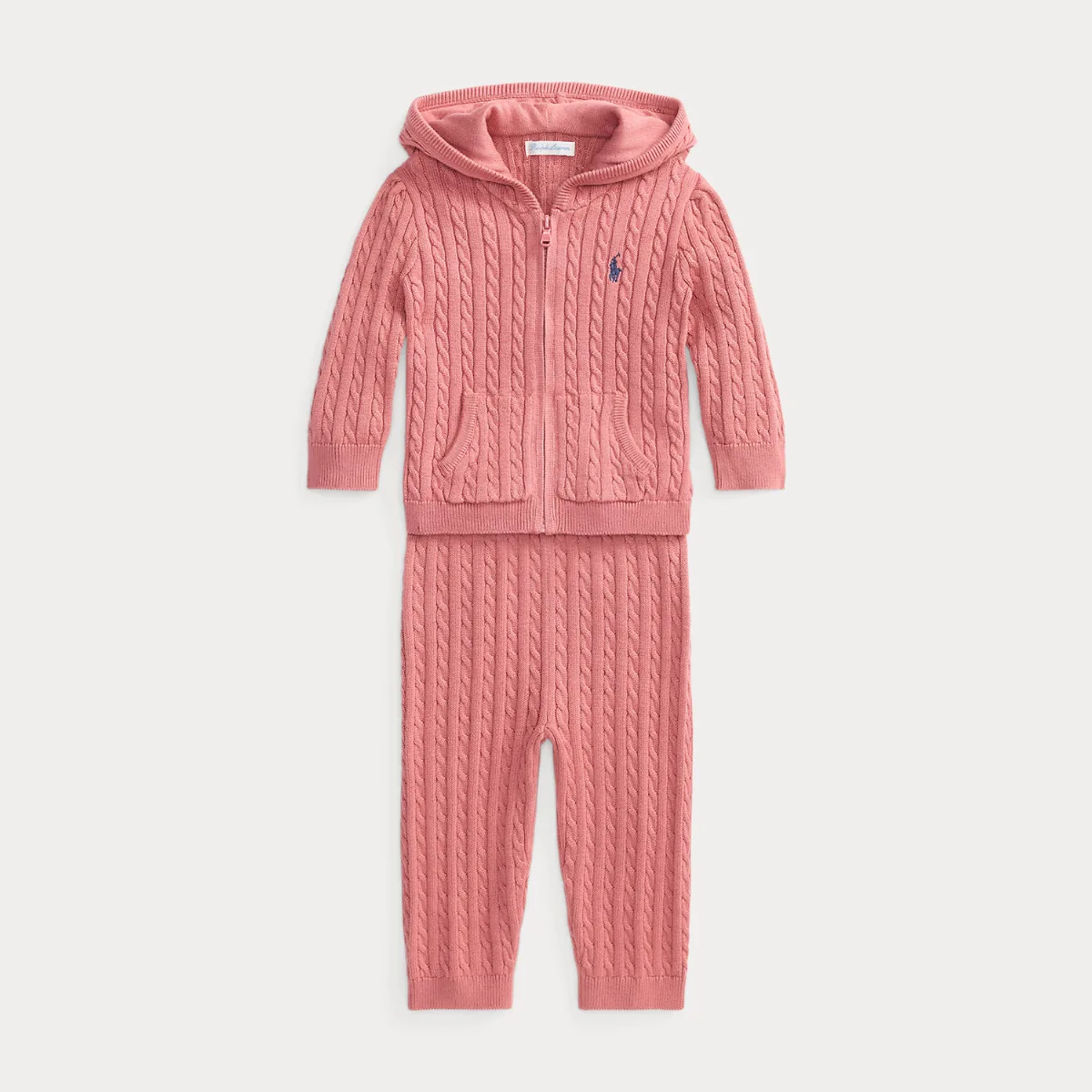 Mini-Cable Full-Zip Hoodie & Pant Set by Ralph Lauren
