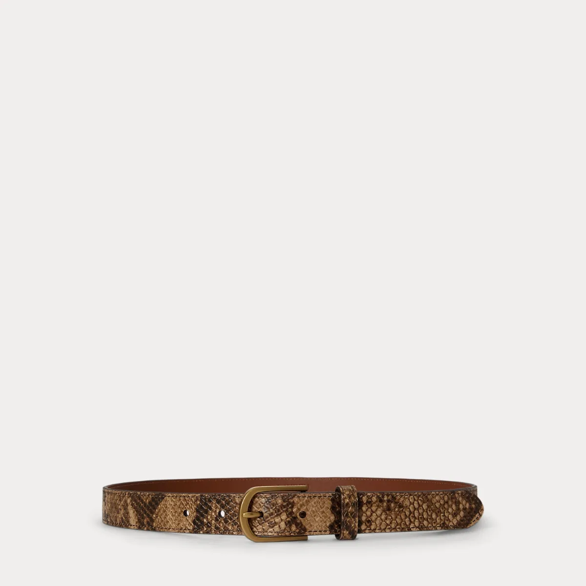 Rounded-Buckle Embossed Skinny Belt by Ralph Lauren