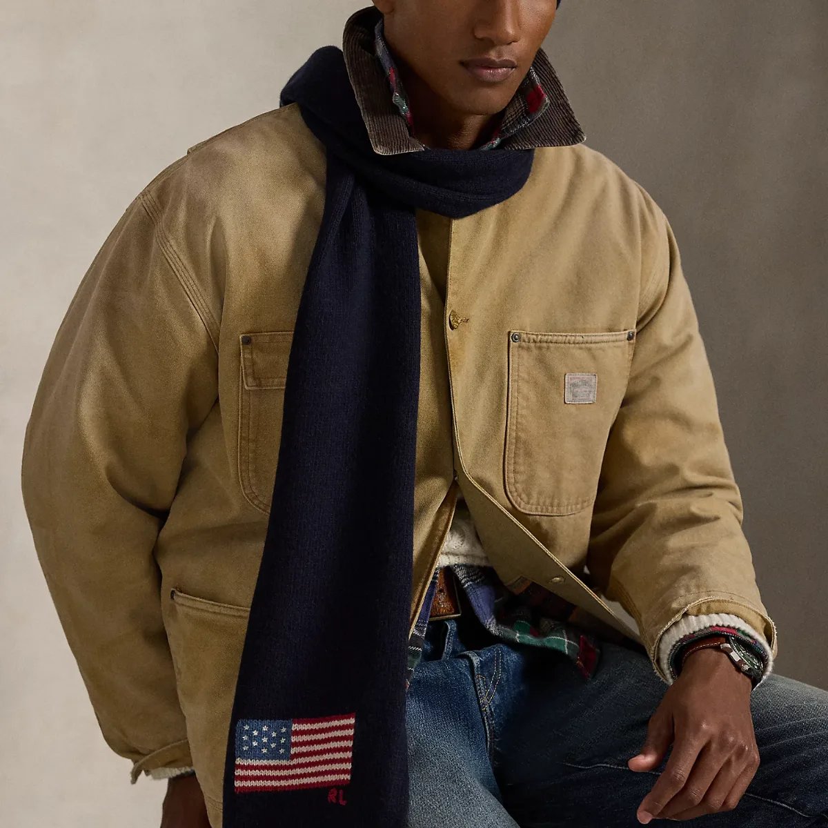 Flag Knit Wool-Blend Scarf by Ralph Lauren