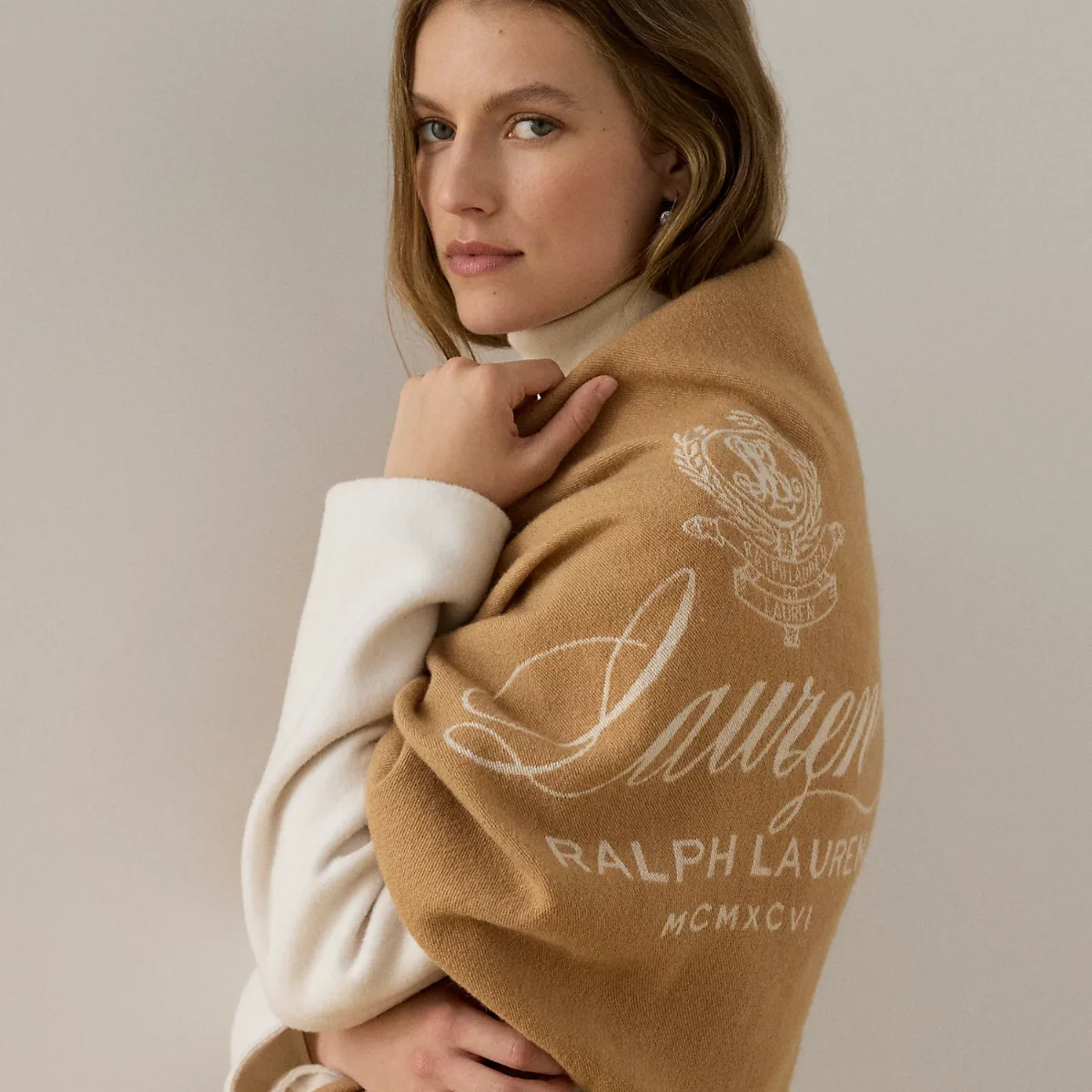 Two-Tone Crest Jacquard Wrap Scarf by Ralph Lauren