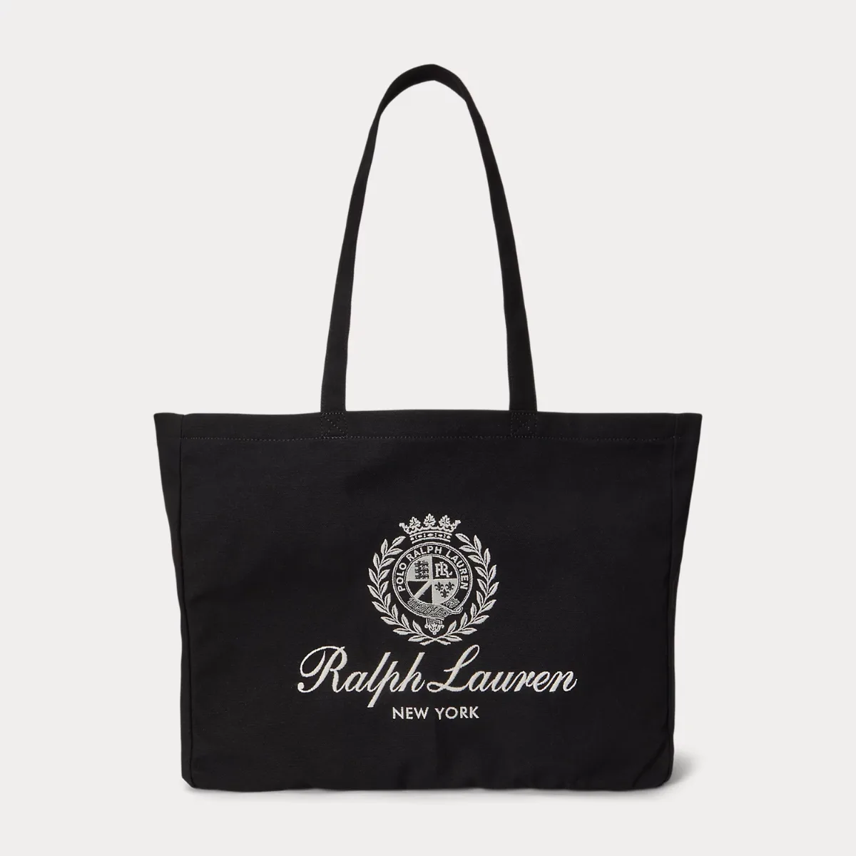 Crest-Embroidered Canvas Tote by Ralph Lauren
