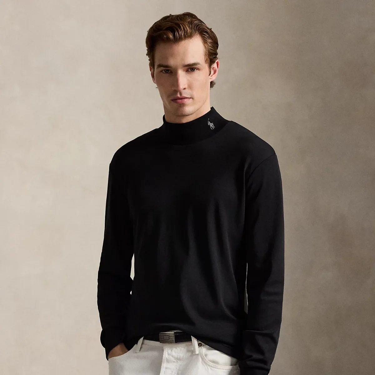 Soft Cotton Mockneck Shirt by Ralph Lauren