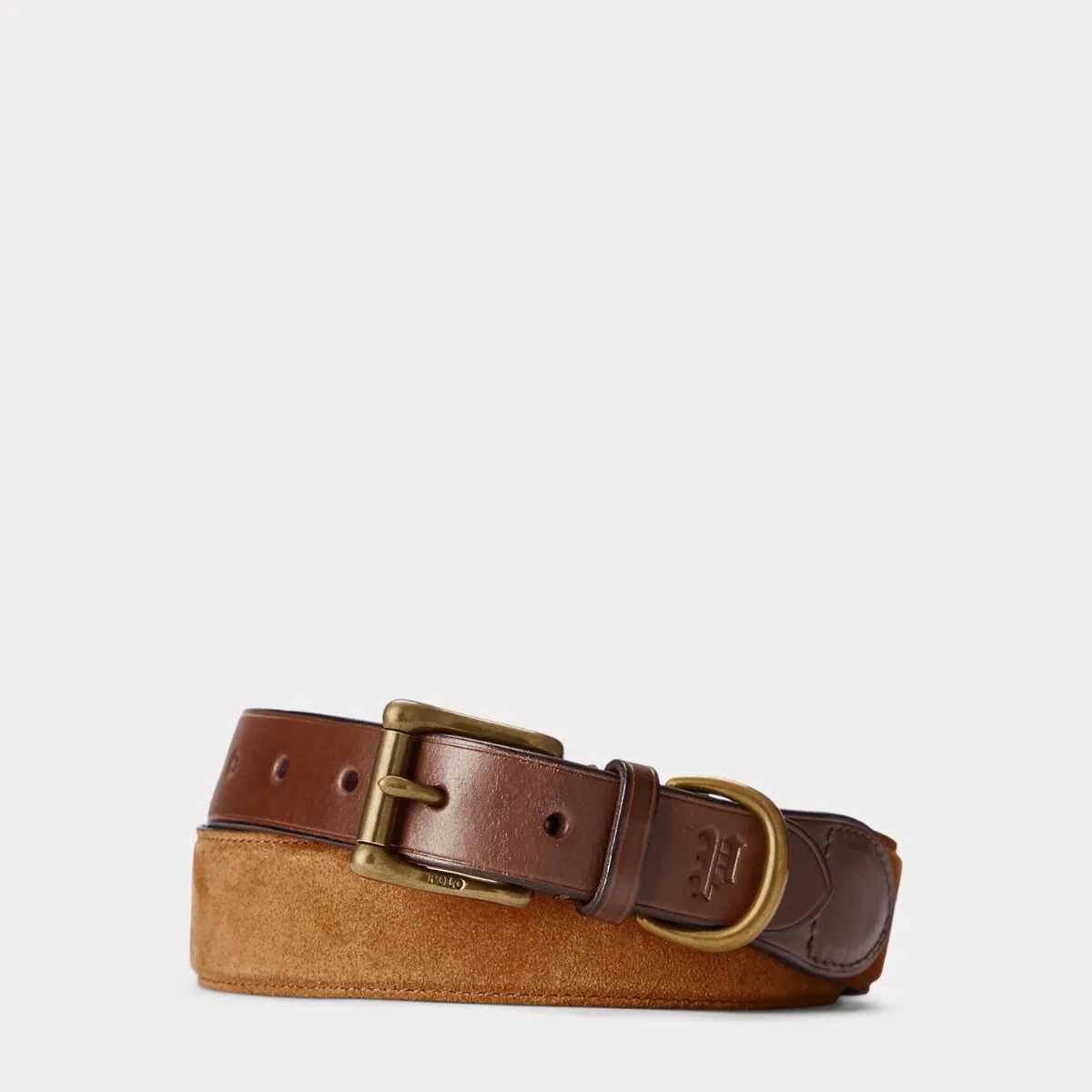 Leather-Trim Suede Belt