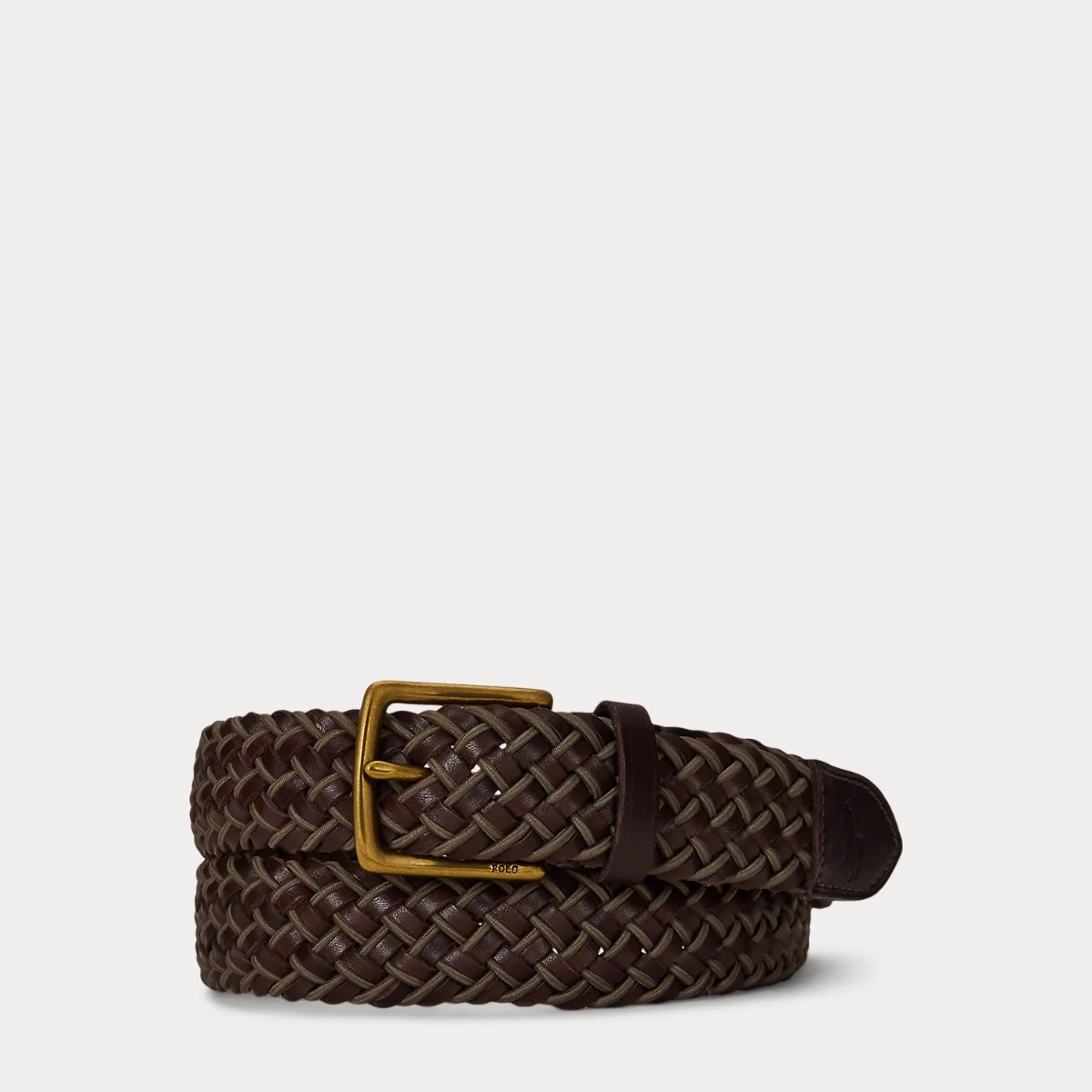 Leather & Braided Cord Woven Belt