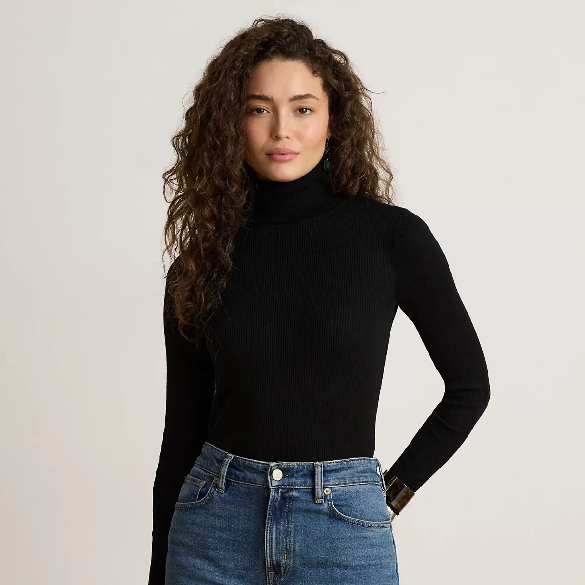 Cotton-Blend Ribbed Turtleneck by Ralph Lauren