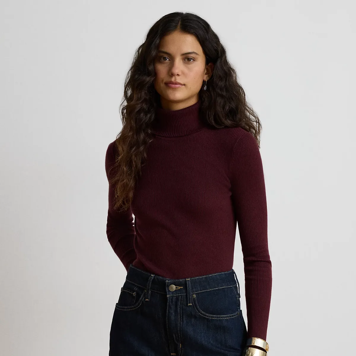 Cotton-Blend Ribbed Turtleneck