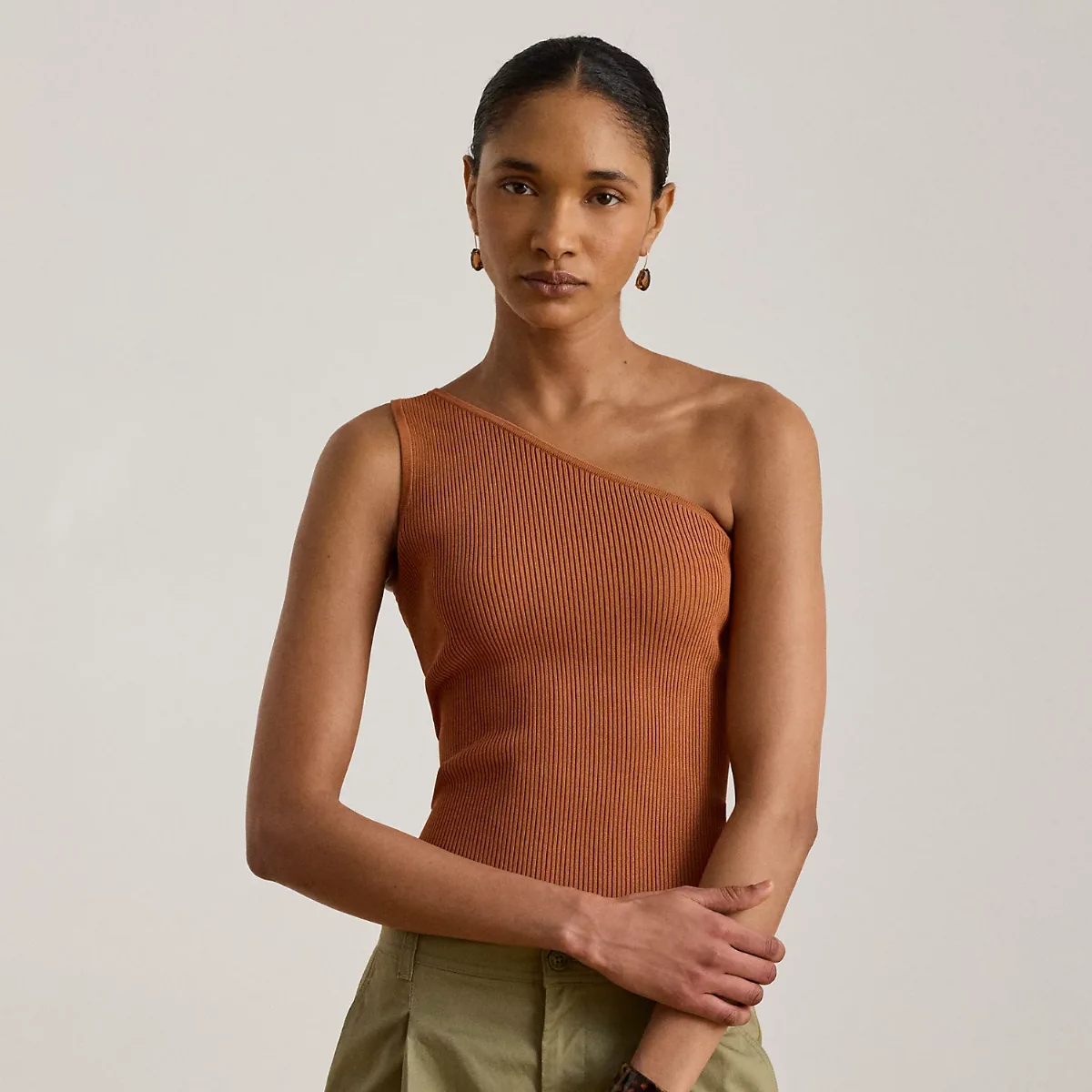 Rib-Knit One-Shoulder Sweater by Ralph Lauren