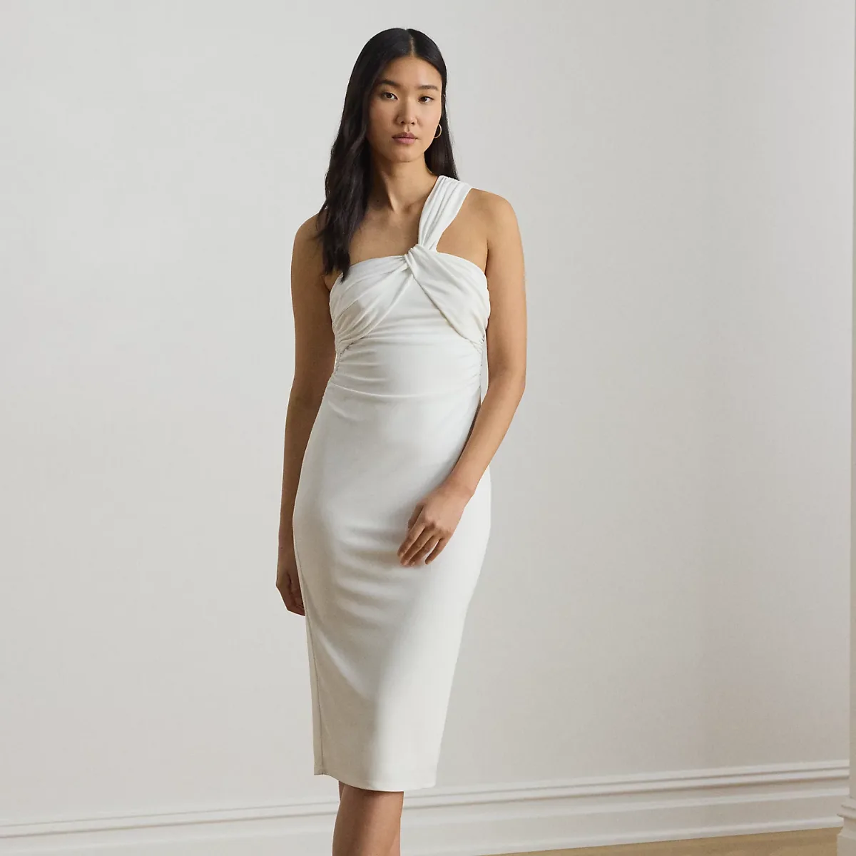 Twist-Front One-Shoulder Cocktail Dress by Ralph Lauren
