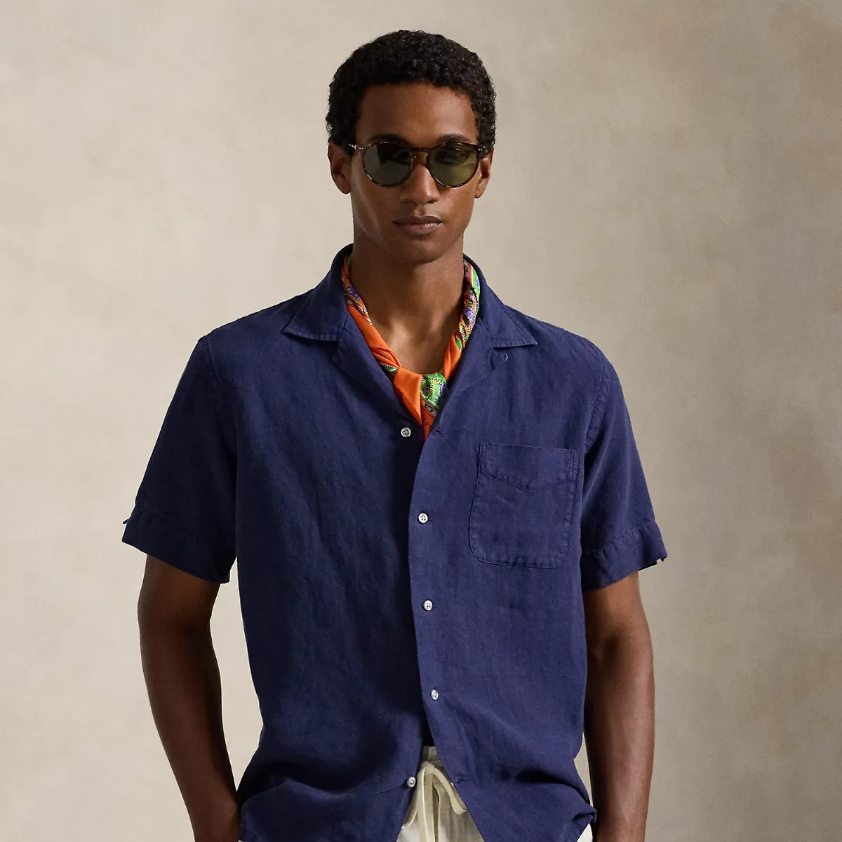 Classic Fit Slub Linen Camp Shirt by Ralph Lauren