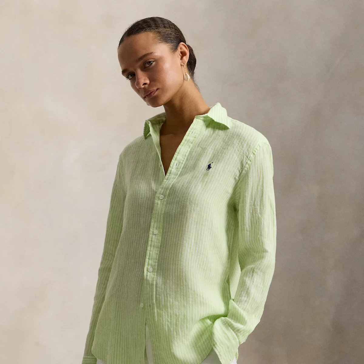 Classic Fit Striped Linen Shirt by Ralph Lauren