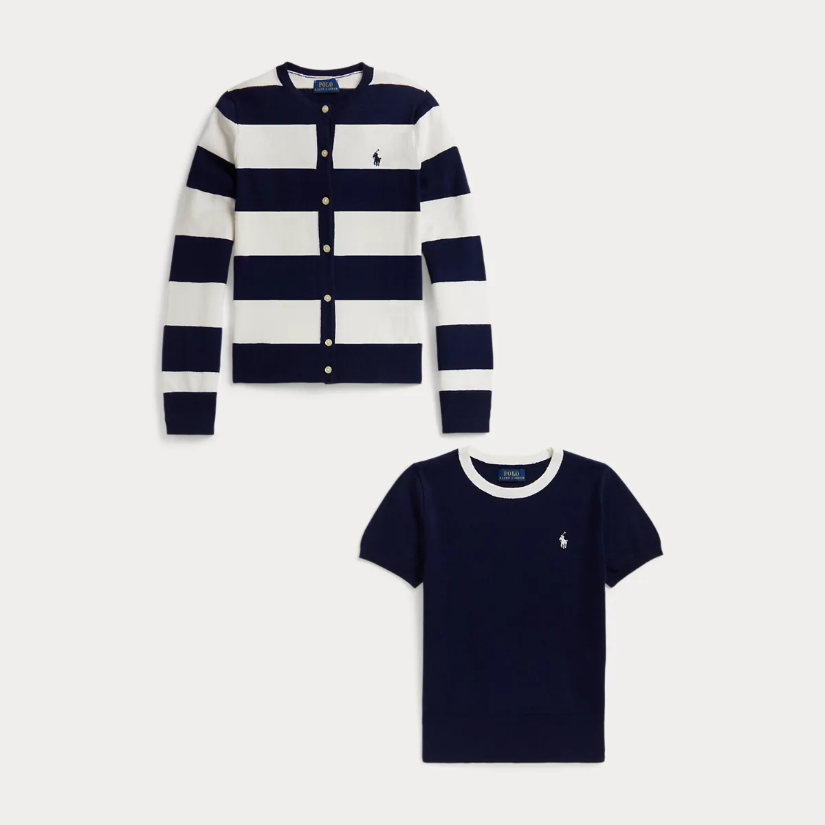 Cotton Sweater & Striped Cardigan Set by Ralph Lauren