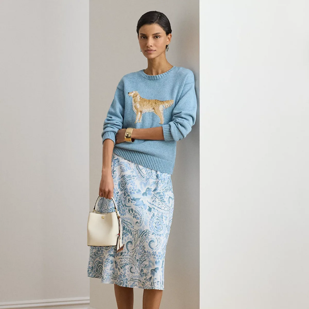 Paisley Crepe Midi Skirt by Ralph Lauren
