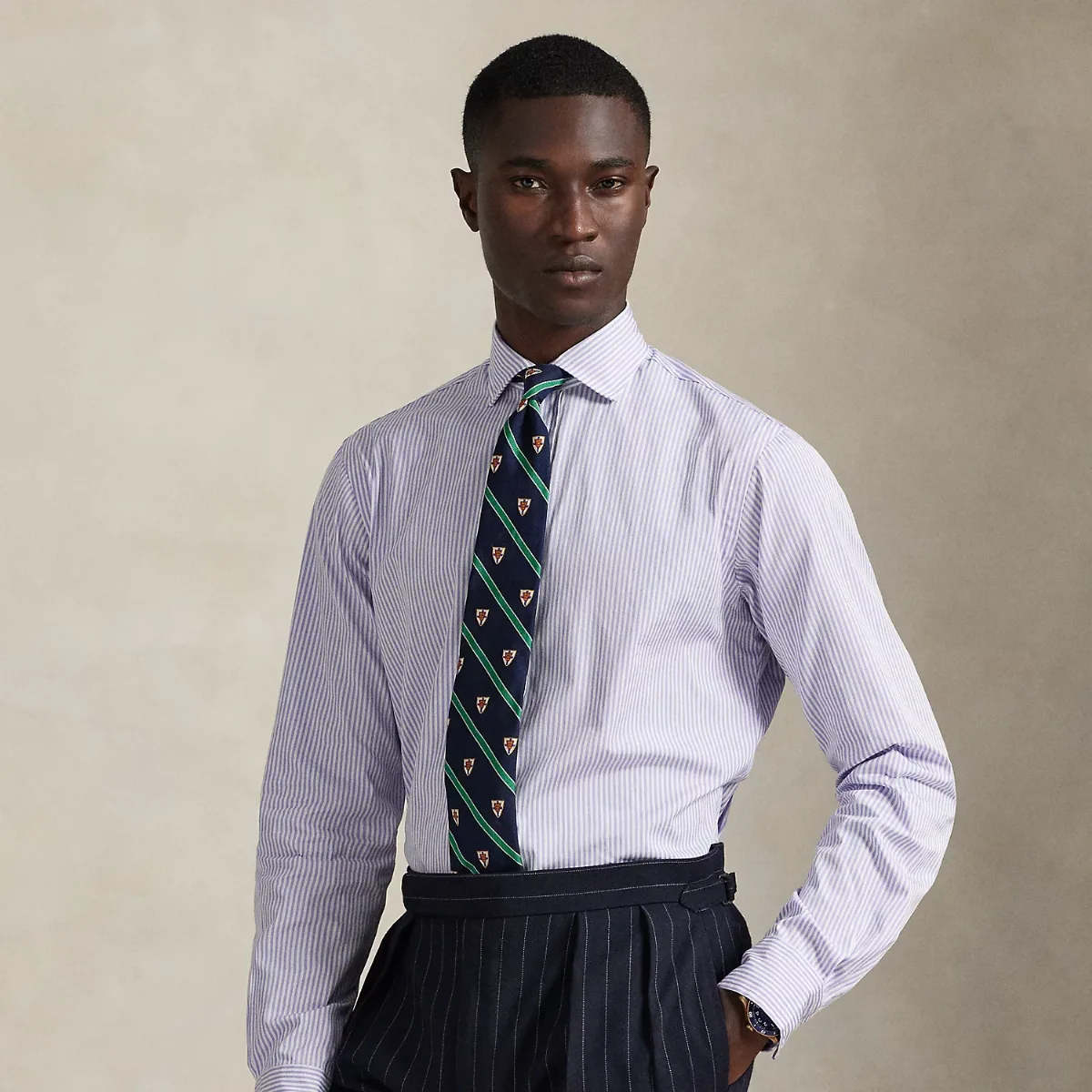 Classic Fit Striped Poplin Shirt