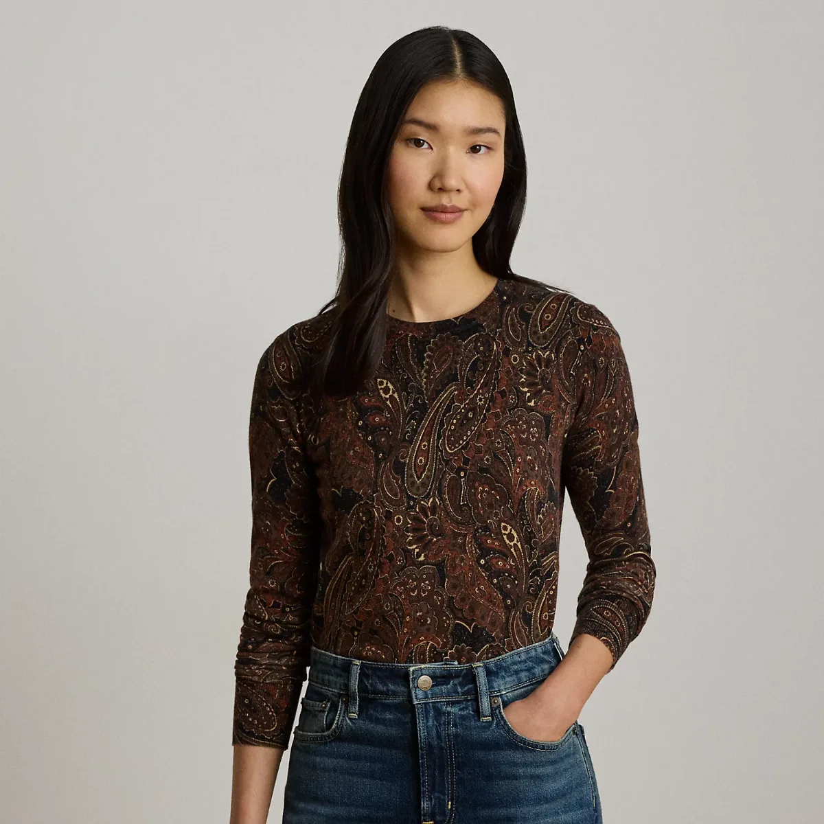 Paisley Cotton-Modal Sweater by Ralph Lauren