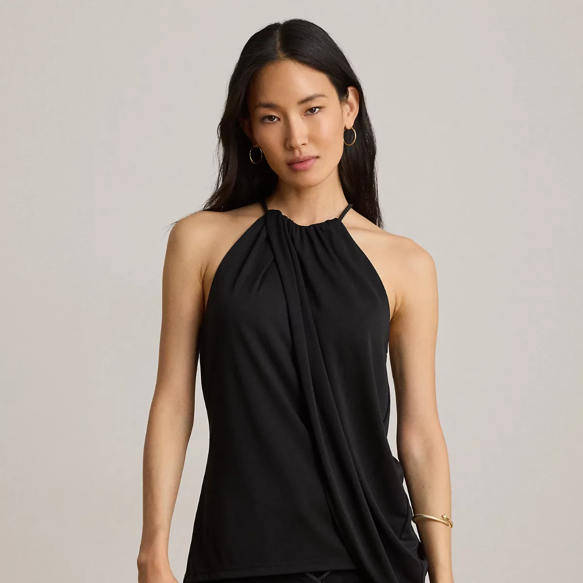 Pleated Stretch Jersey Halter Top