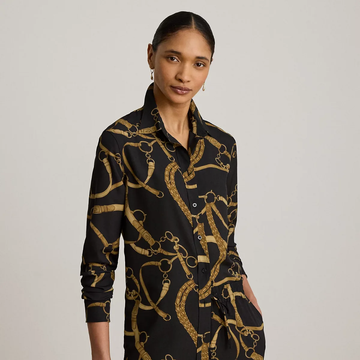 Classic Fit Belting-Print Crepe Shirt by Ralph Lauren