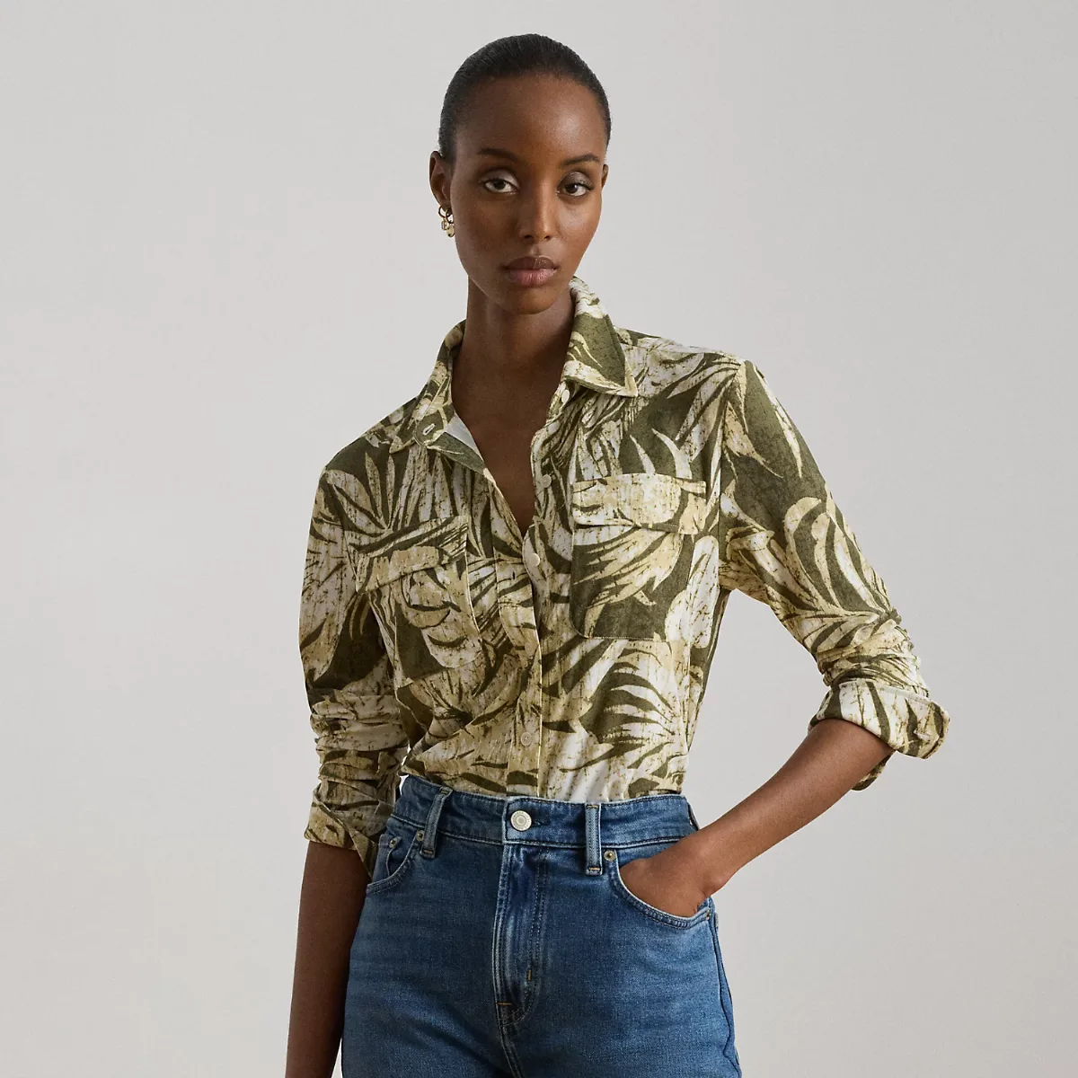 Palm-Frond-Print Stretch Jersey Shirt by Ralph Lauren