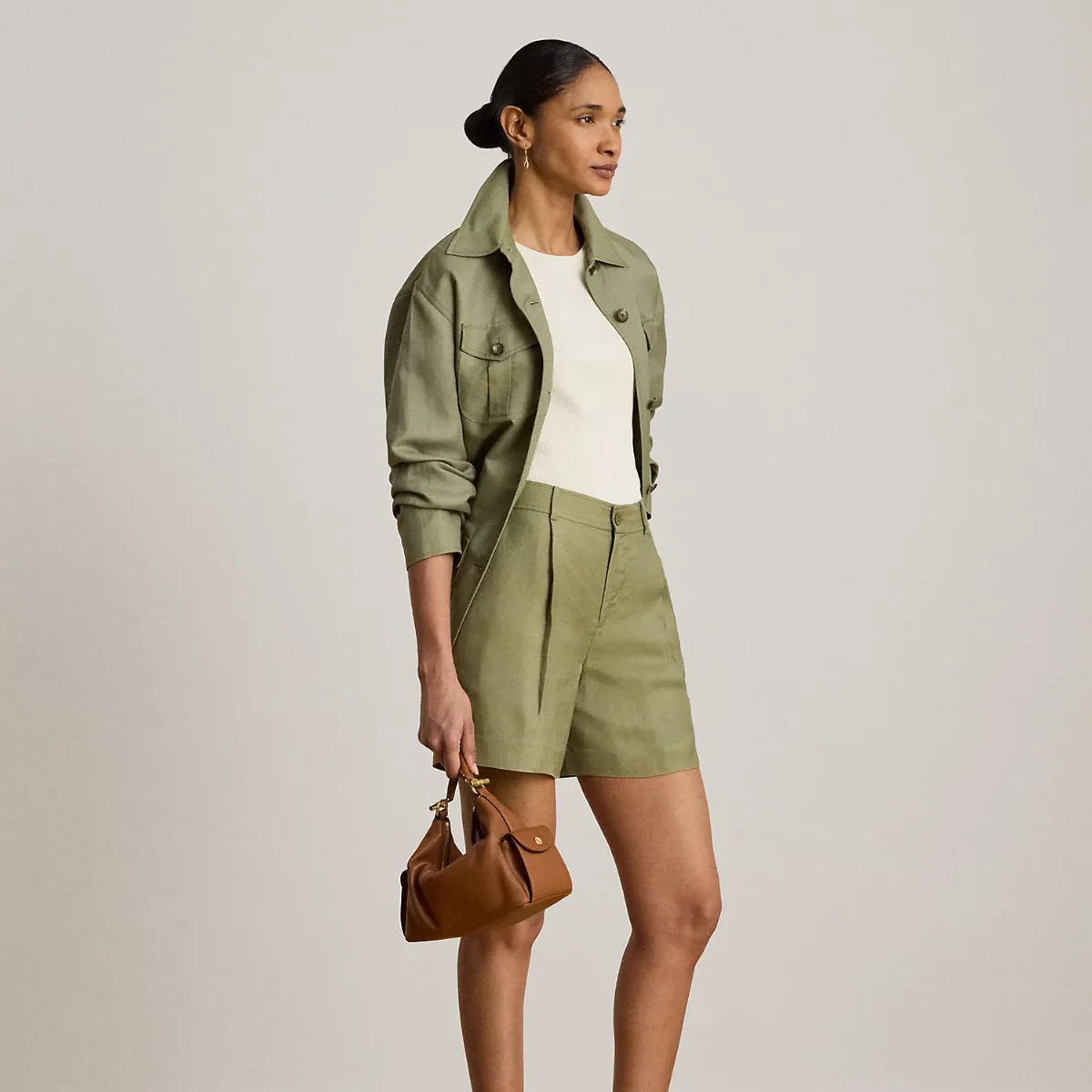 Pleated Linen-Blend Twill Short