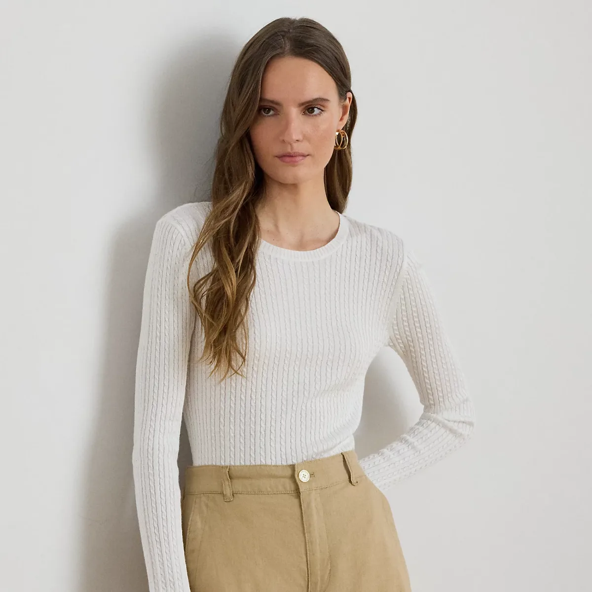 Mini-Cable Crewneck Sweater by Ralph Lauren
