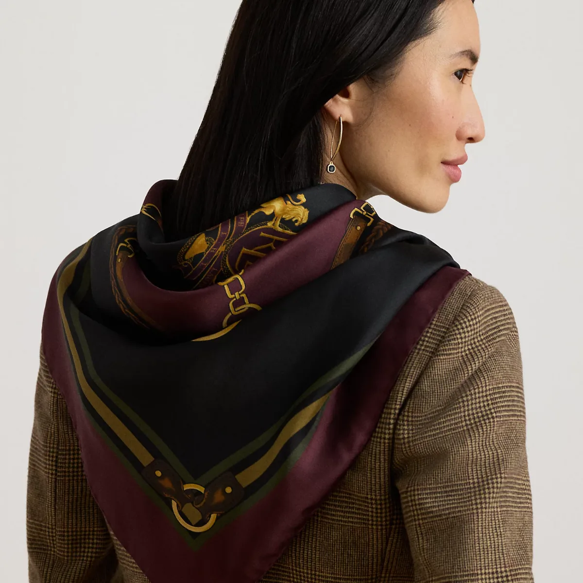 Crest & Belting-Print Silk Square Scarf by Ralph Lauren