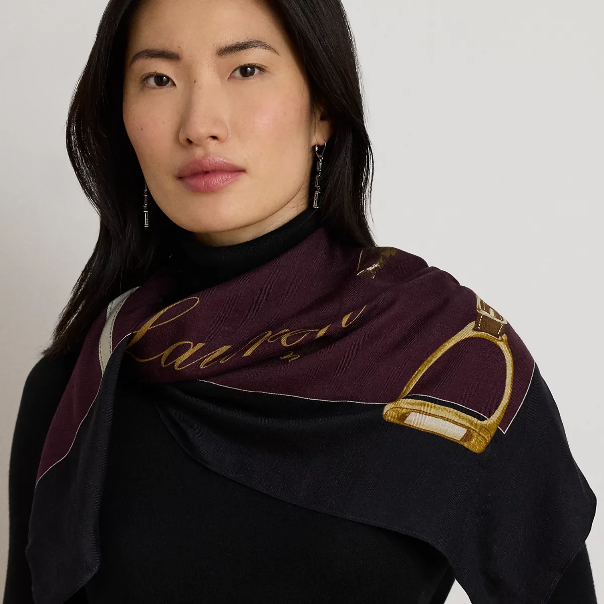 Equestrian-Motif Wool-Silk Square Scarf by Ralph Lauren