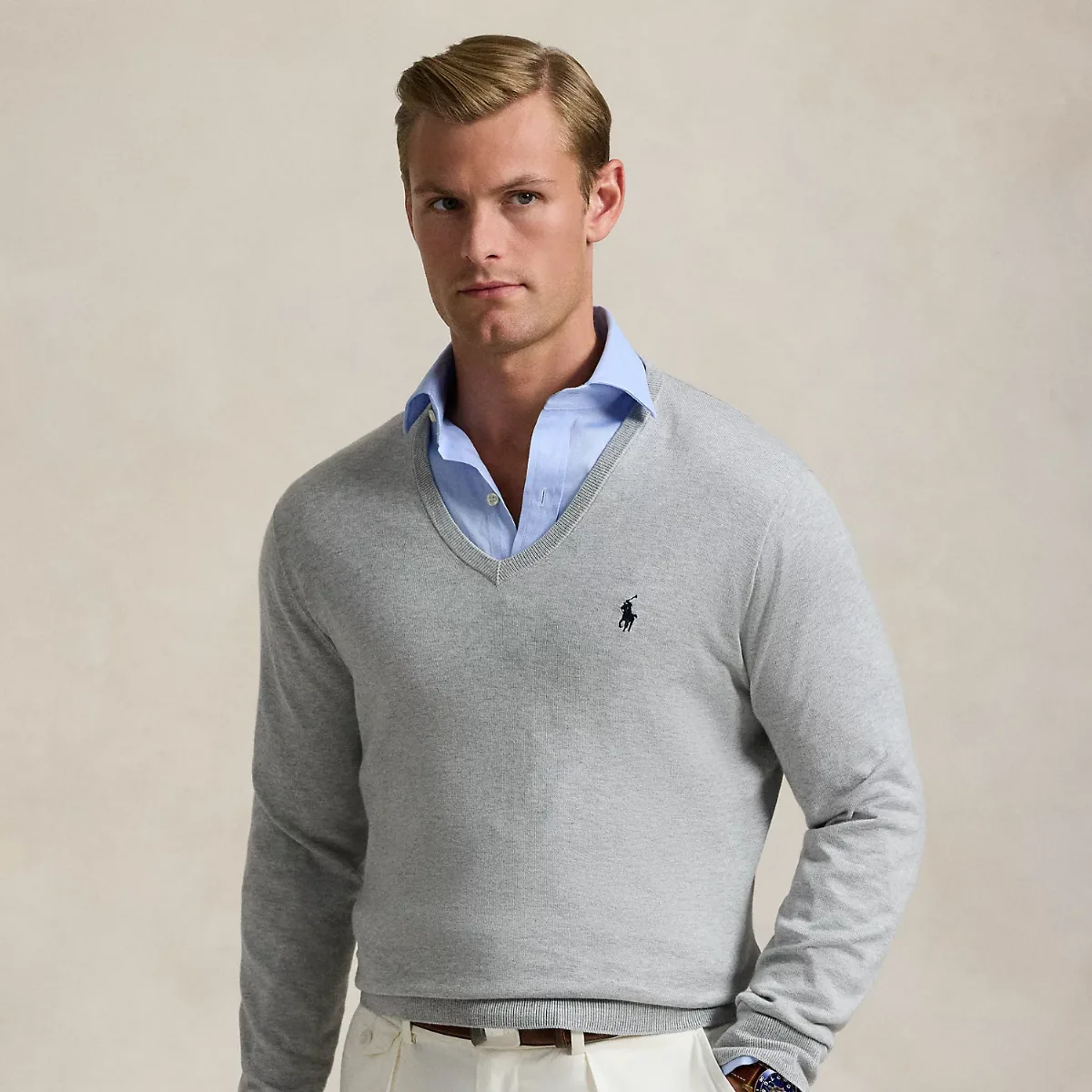 Cotton V-Neck Sweater by Ralph Lauren