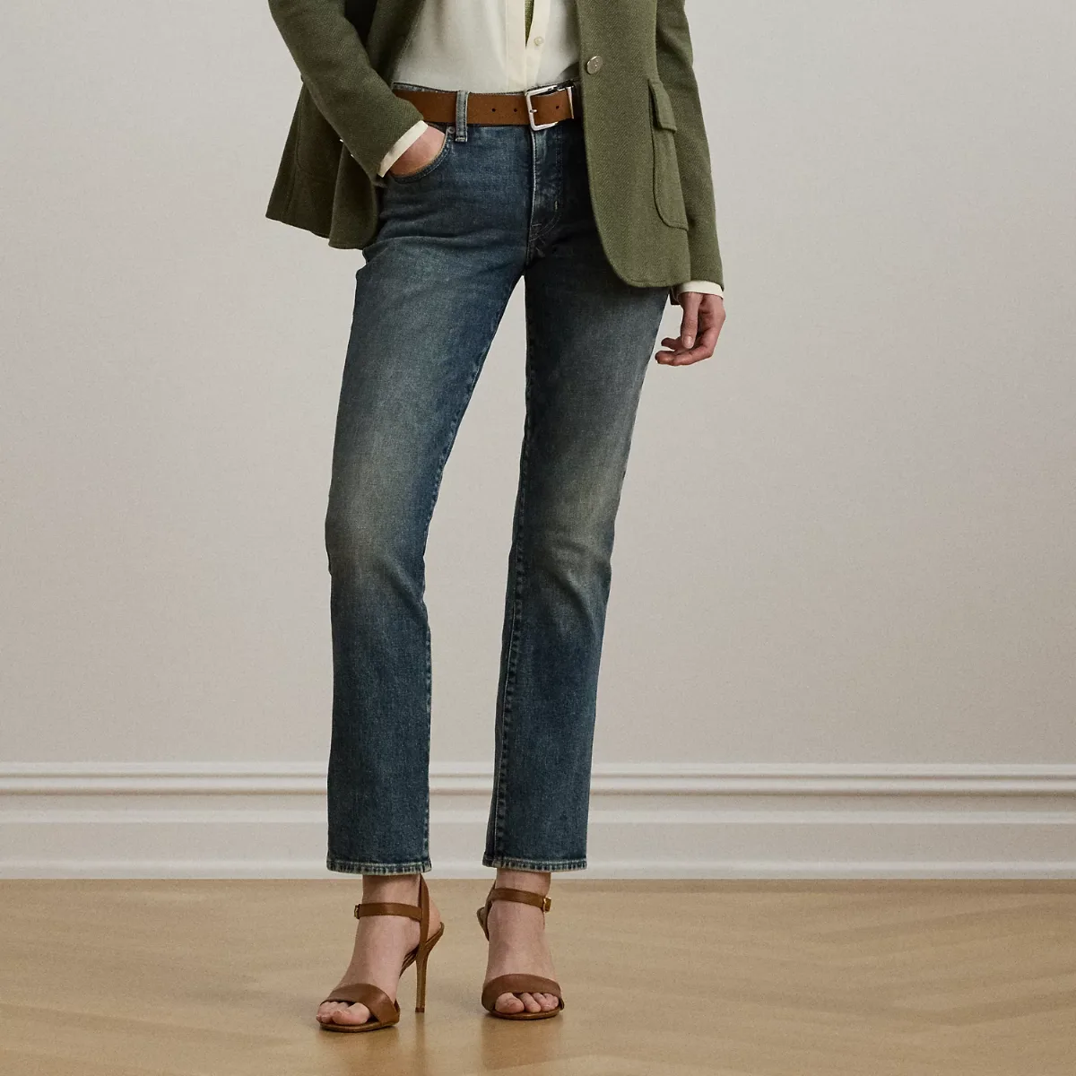 Mid-Rise Straight Ankle Jean by Ralph Lauren